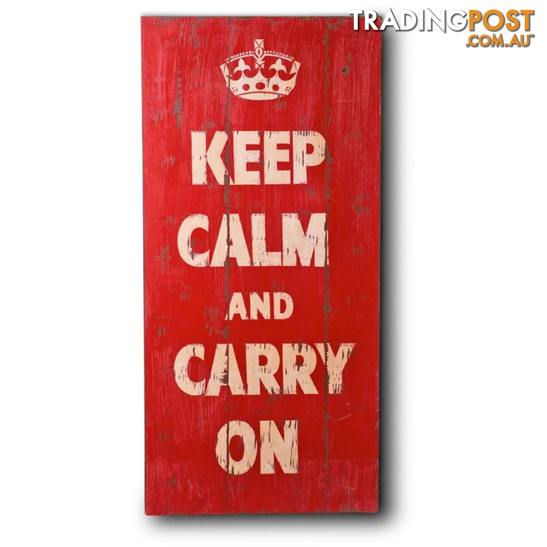 Wooden Print In Antique Red - Keep Calm - Wall003