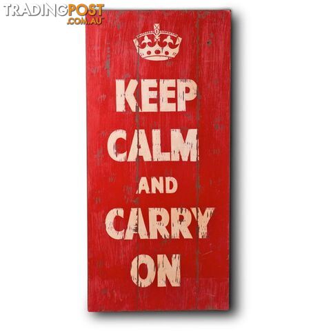 Wooden Print In Antique Red - Keep Calm - Wall003