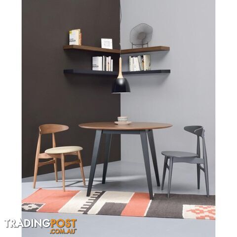 Platon Round Dining Table - 105cm - Black Ash + Cocoa - 1439291 - 9334719005454