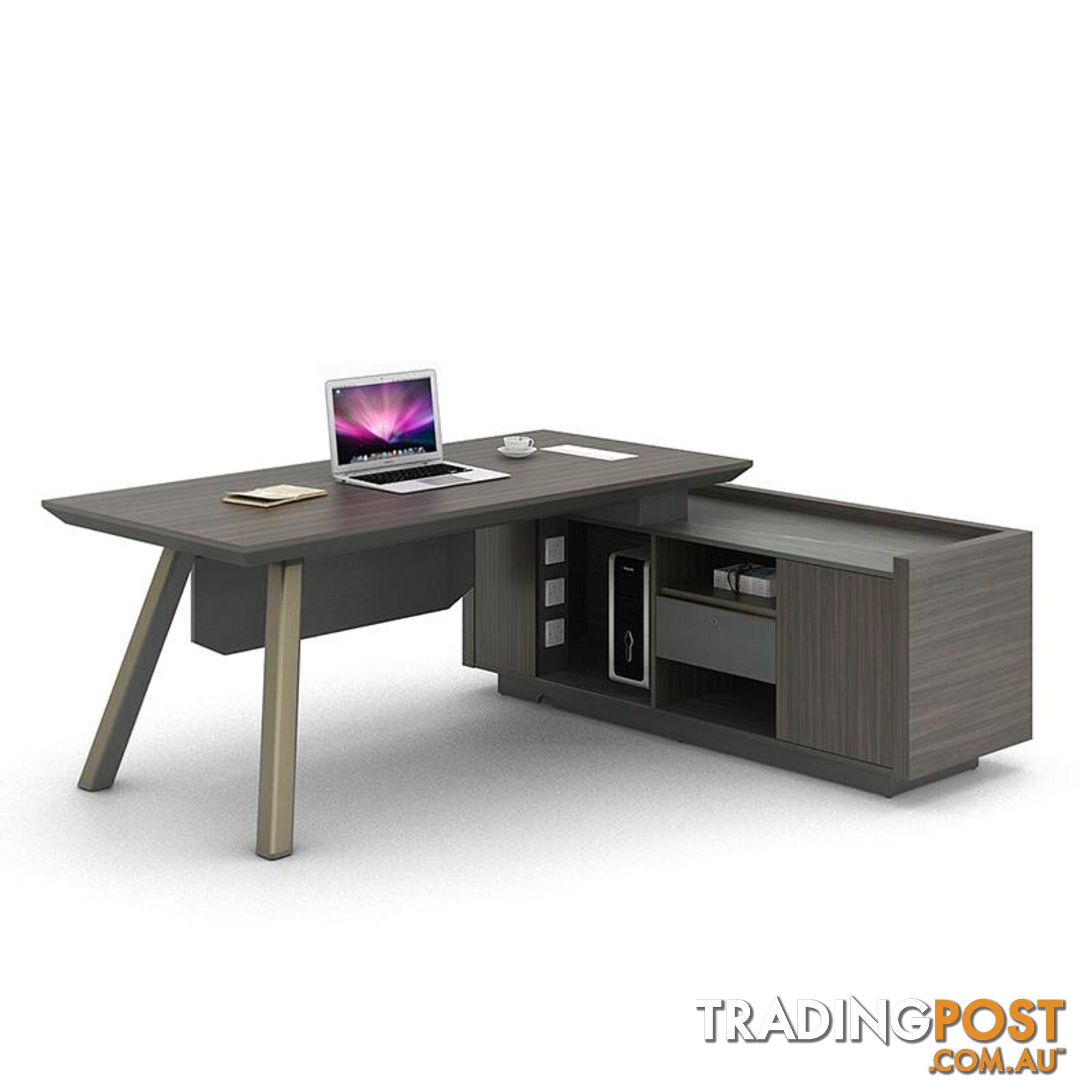 KAISON Executive Desk with Reversible Return 2M - Brown Grey - DF-BOS-D3020 - 9334719003405