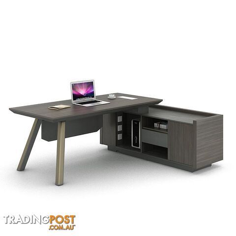 KAISON Executive Desk with Reversible Return 2M - Brown Grey - DF-BOS-D3020 - 9334719003405