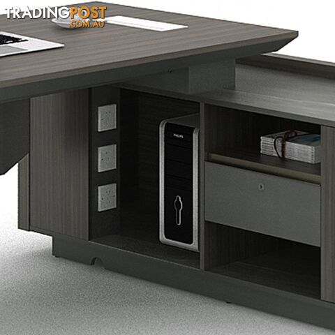 KAISON Executive Desk with Reversible Return 2M - Brown Grey - DF-BOS-D3020 - 9334719003405