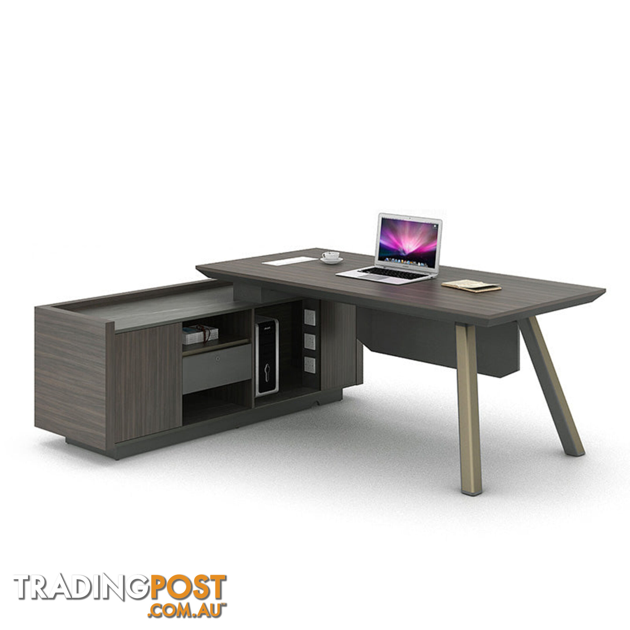 KAISON Executive Desk with Reversible Return 2M - Brown Grey - DF-BOS-D3020 - 9334719003405