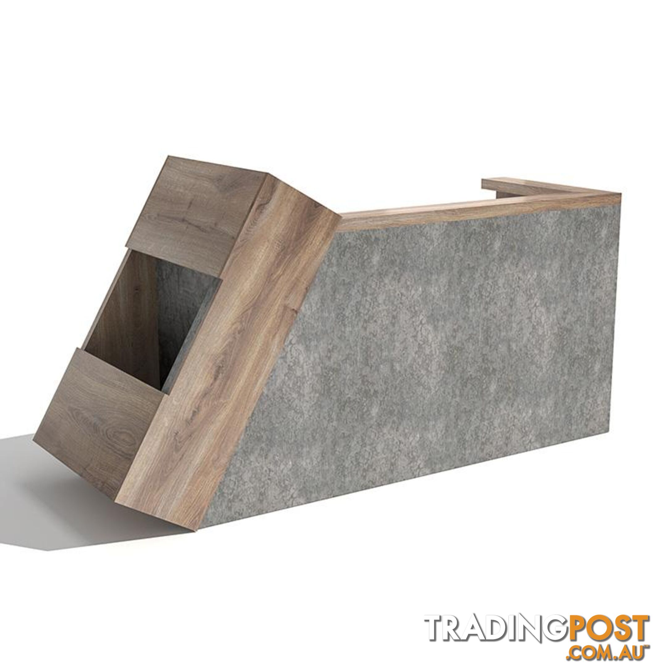 QUADE Reception Desk Right Panel 2.0M - Warm Oak & Concrete Color - WF-RT002-R-M - 9334719004617