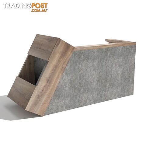 QUADE Reception Desk Right Panel 2.0M - Warm Oak & Concrete Color - WF-RT002-R-M - 9334719004617