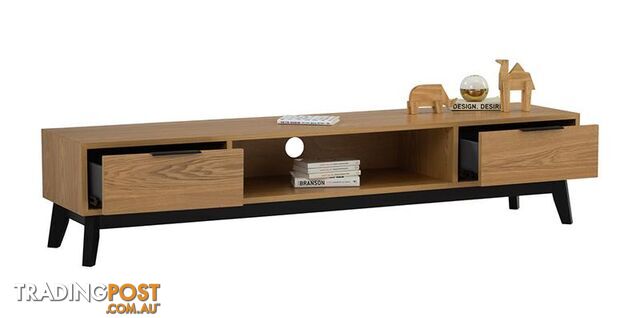 MALTON Entertainment TV Unit 180cm - Natural & Black - 336027 - 9334719004013