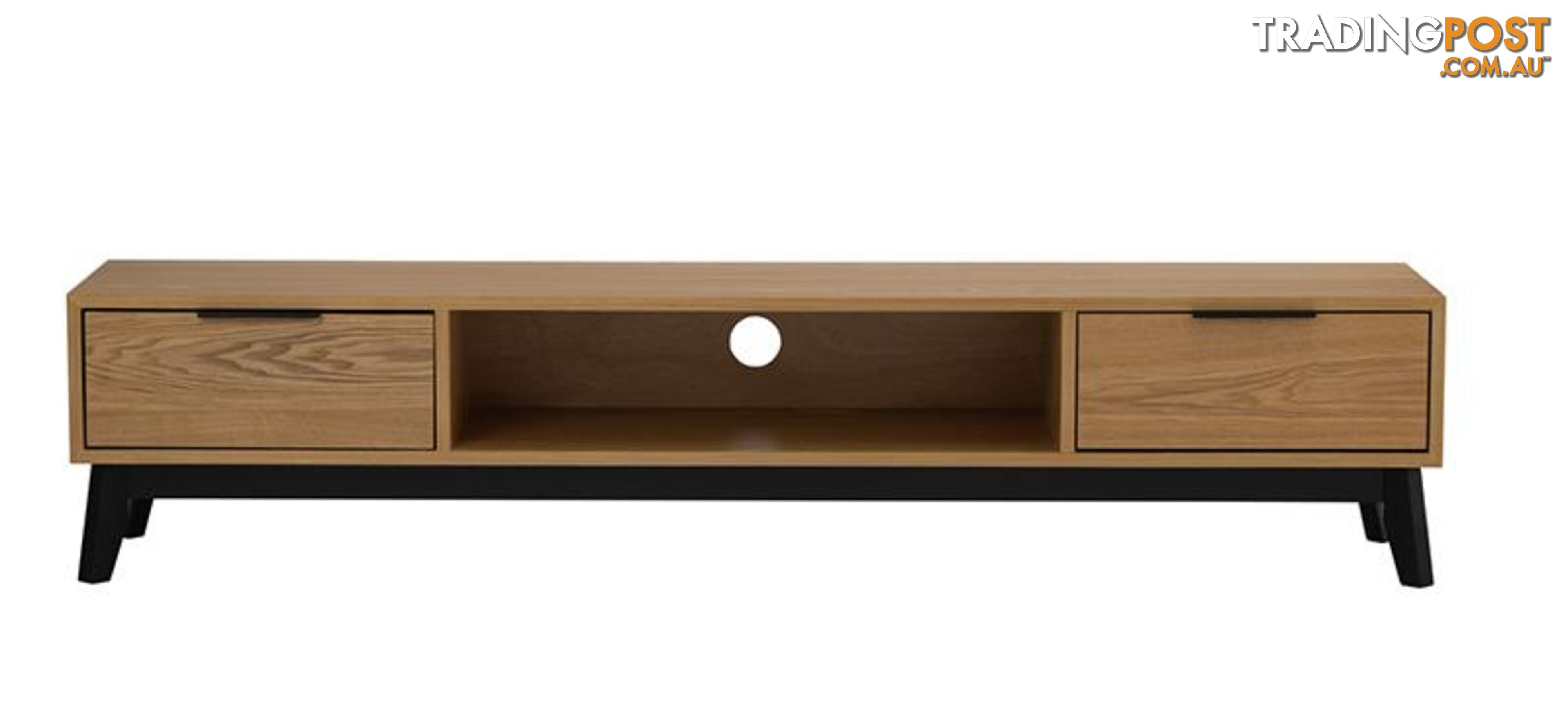 MALTON Entertainment TV Unit 180cm - Natural & Black - 336027 - 9334719004013