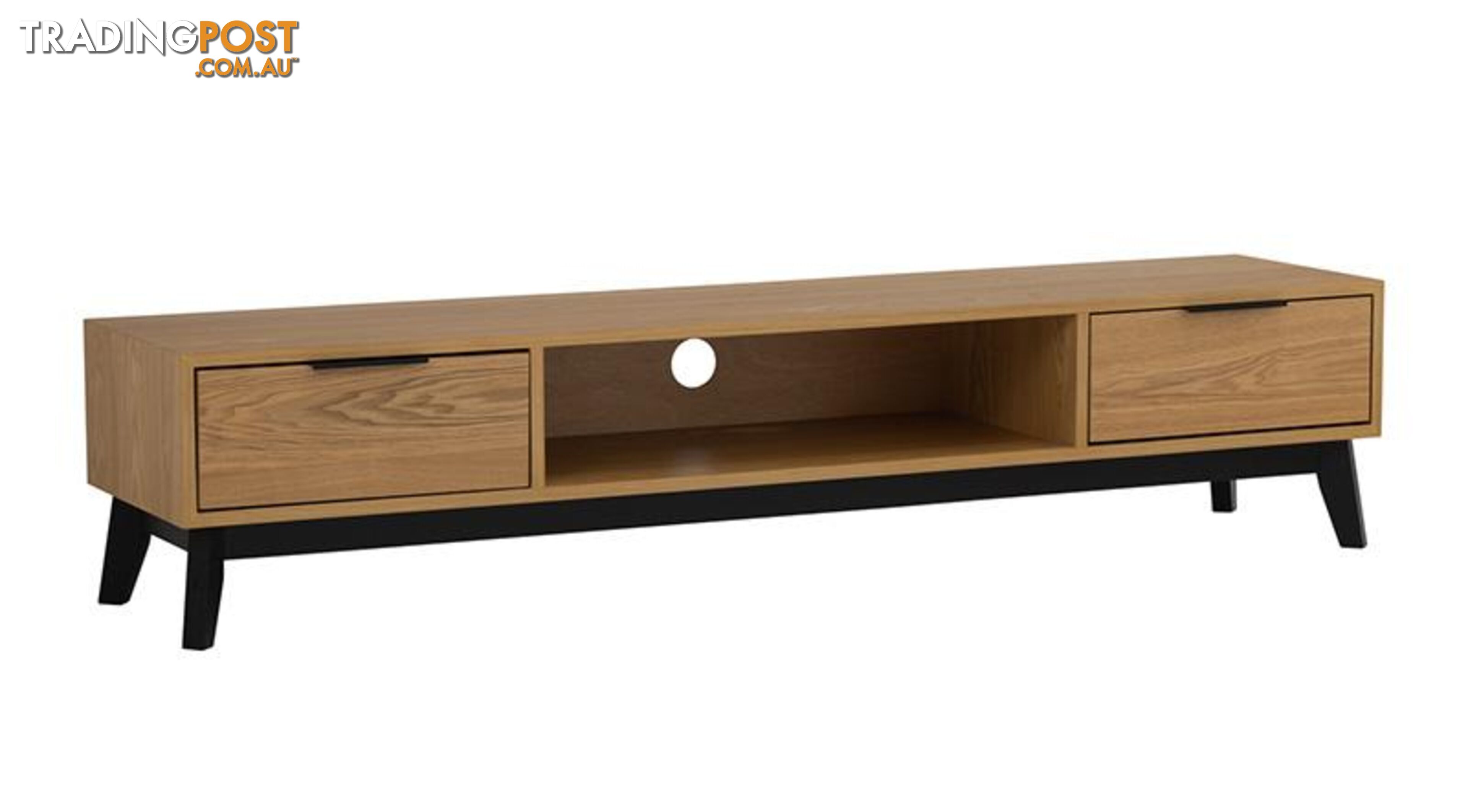 MALTON Entertainment TV Unit 180cm - Natural & Black - 336027 - 9334719004013