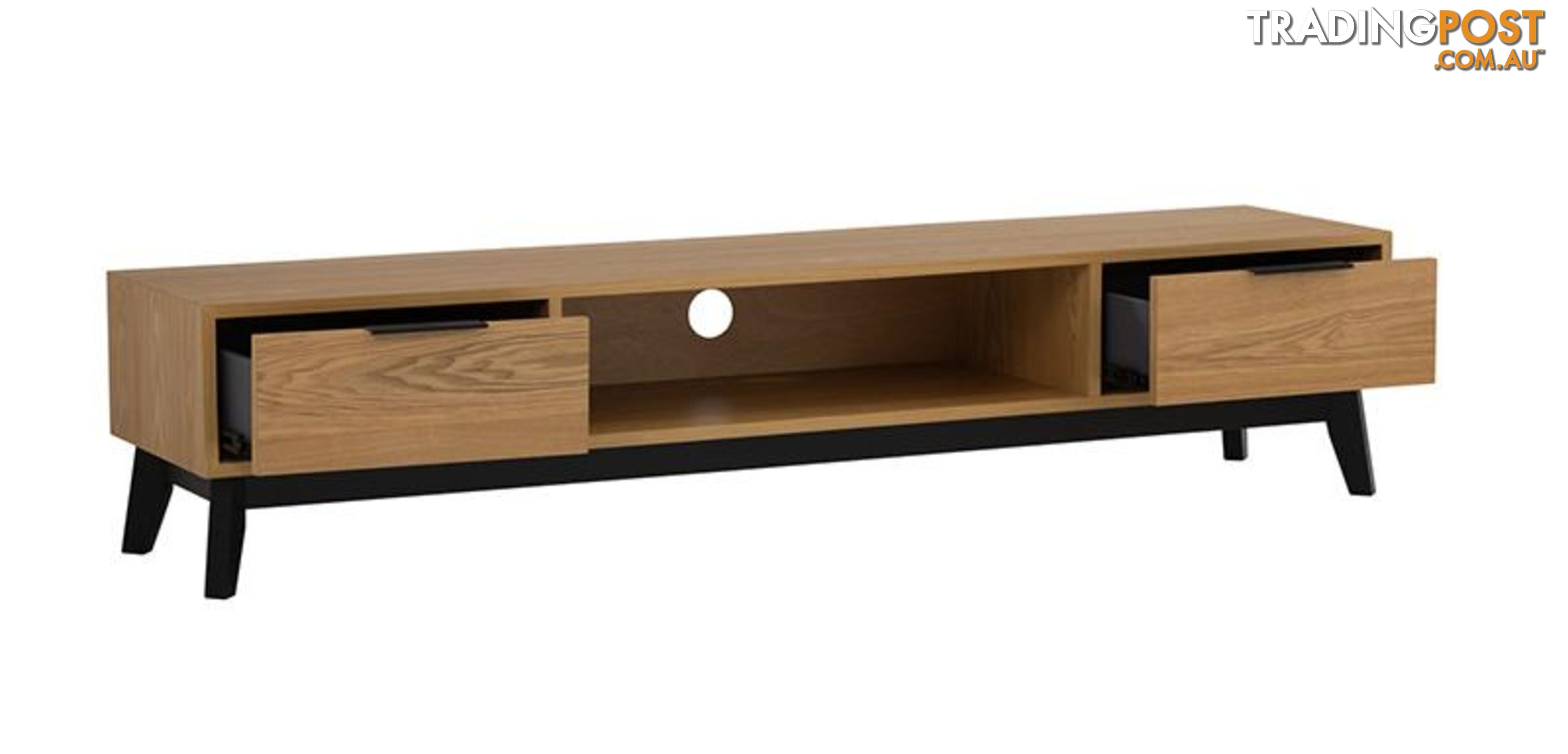 MALTON Entertainment TV Unit 180cm - Natural & Black - 336027 - 9334719004013