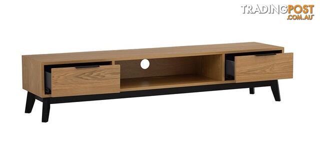 MALTON Entertainment TV Unit 180cm - Natural & Black - 336027 - 9334719004013