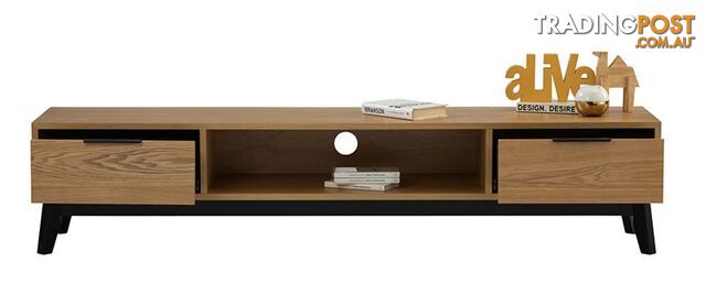 MALTON Entertainment TV Unit 180cm - Natural & Black - 336027 - 9334719004013