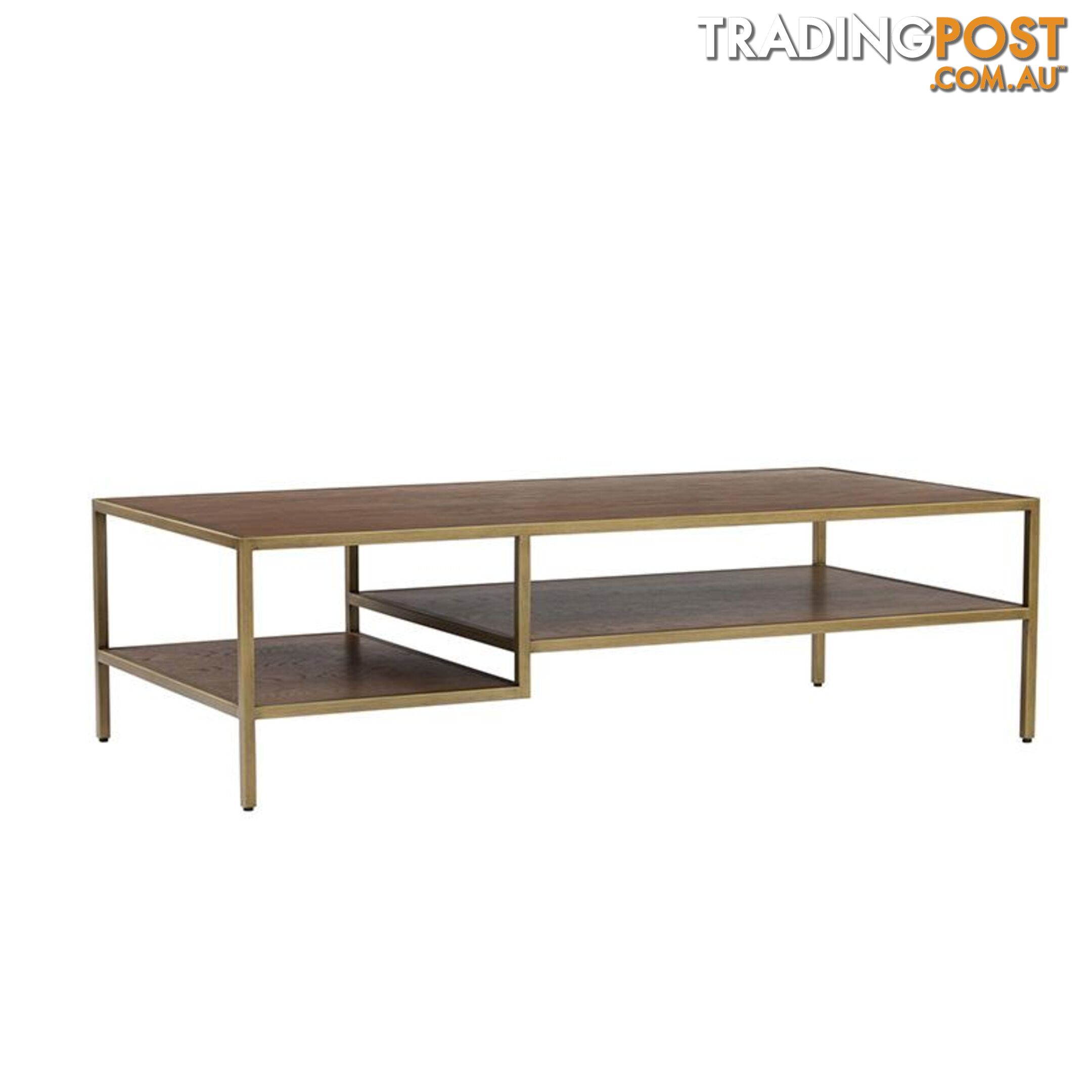 WILLINGHAM Coffee Table 140cm - Brass & Wood - 134042 - 9334719000596