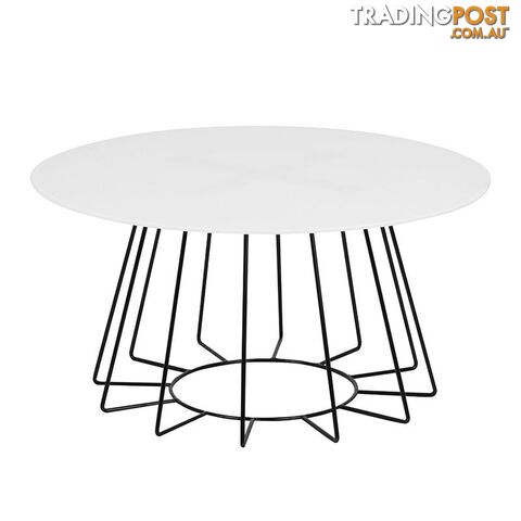 CYRUS Glass Coffee Table 80cm - White & Black - AC-H000020976 - 5705994877199
