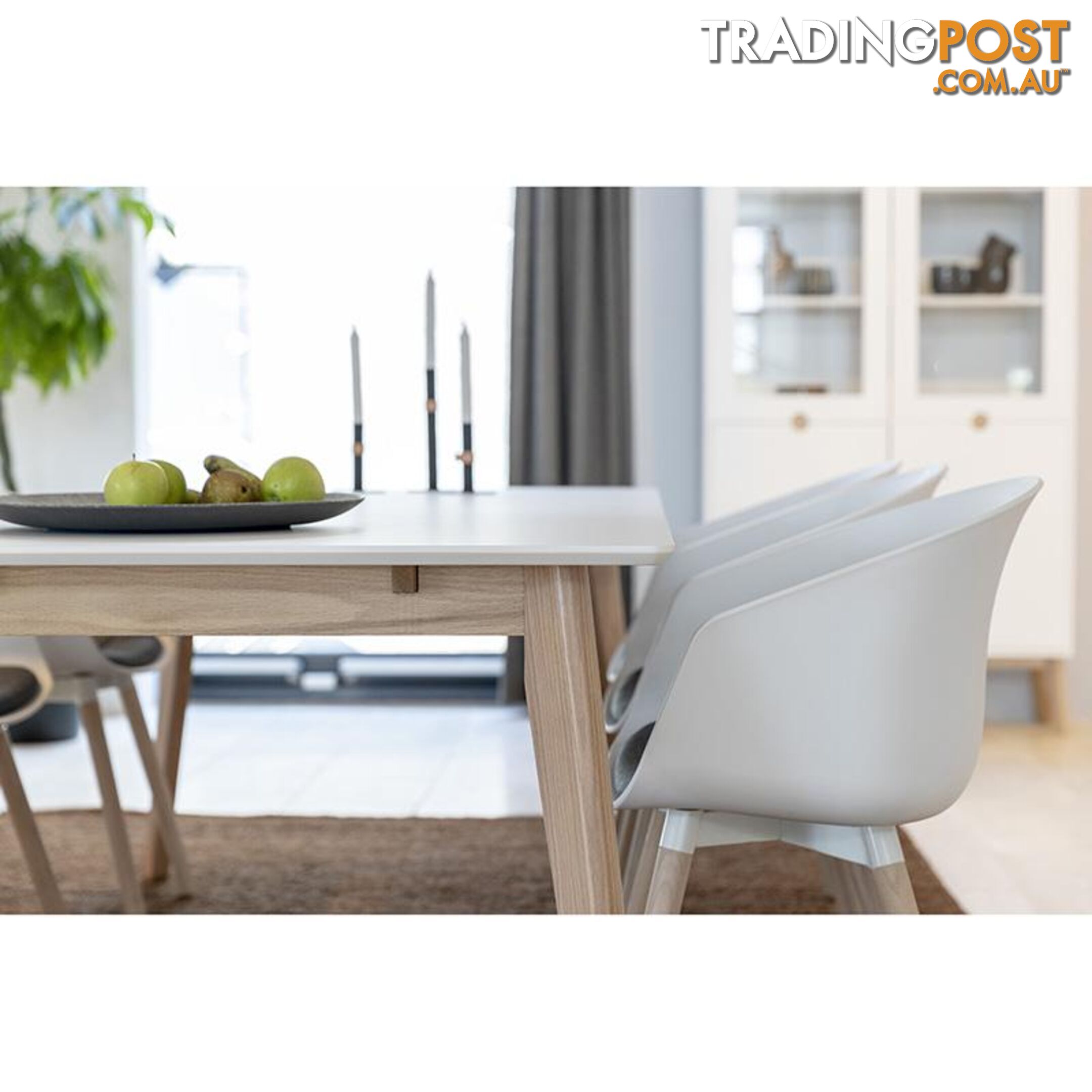 LIDAN Dining Chair - White & Natural - AC-22272-1 - 5706553430152