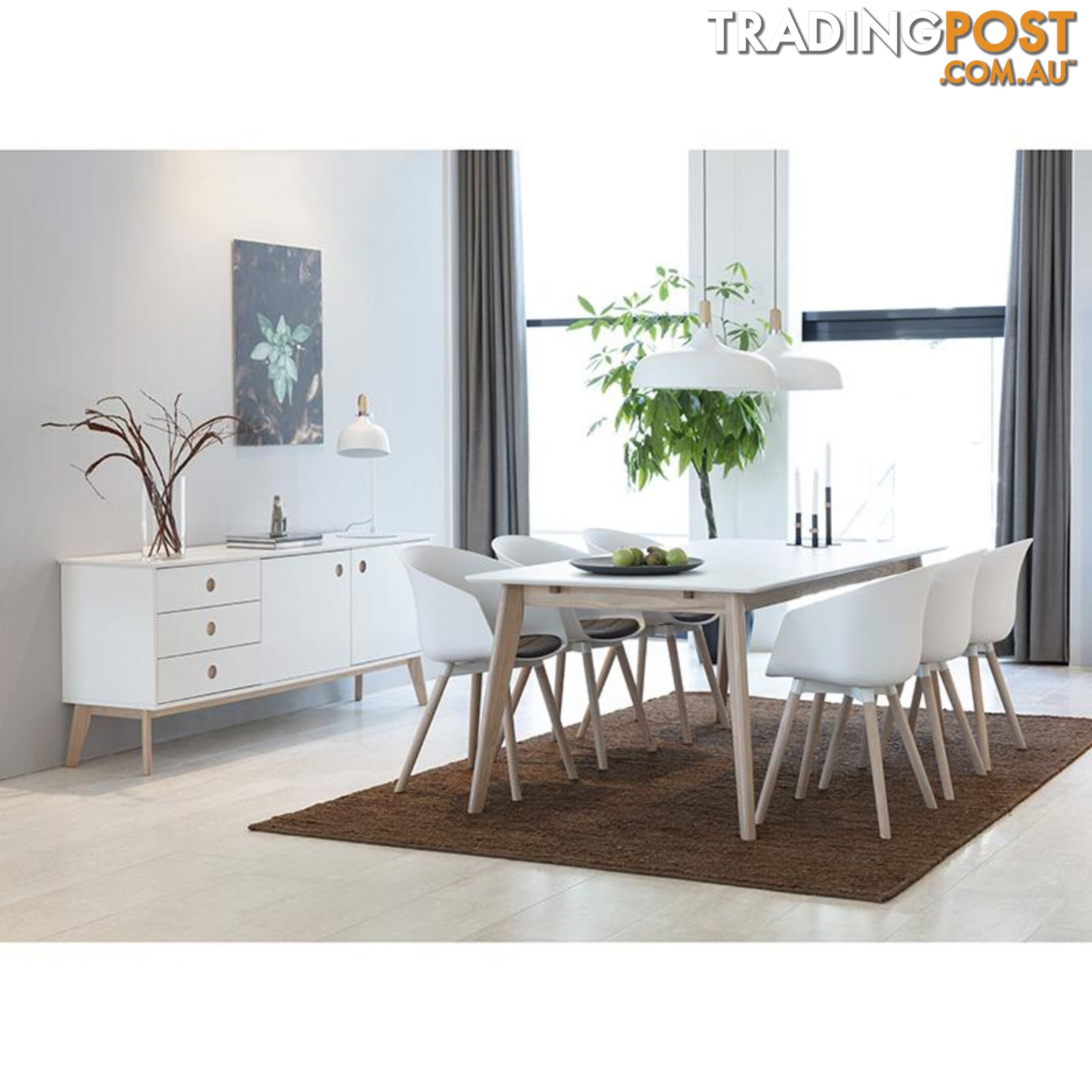 LIDAN Dining Chair - White & Natural - AC-22272-1 - 5706553430152