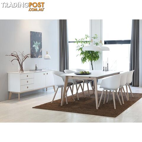 LIDAN Dining Chair - White & Natural - AC-22272-1 - 5706553430152