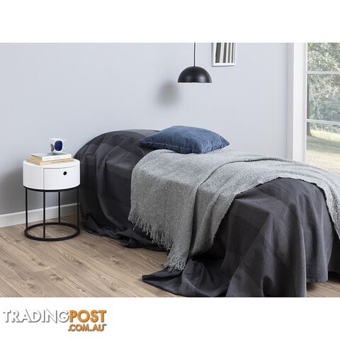 POLON Bedside Table 40cm - White & Black - AC-0000087871 - 5713941133892