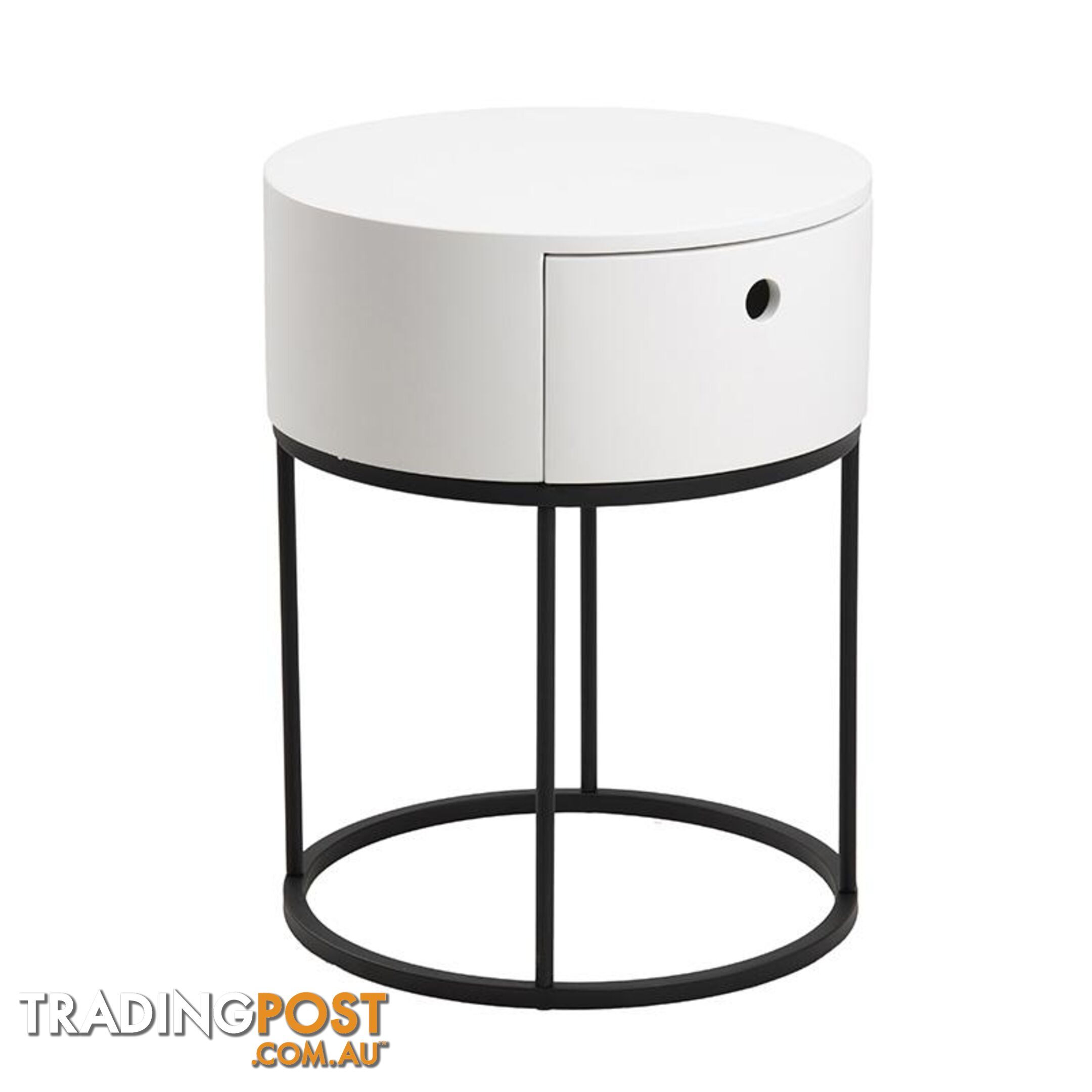 POLON Bedside Table 40cm - White & Black - AC-0000087871 - 5713941133892