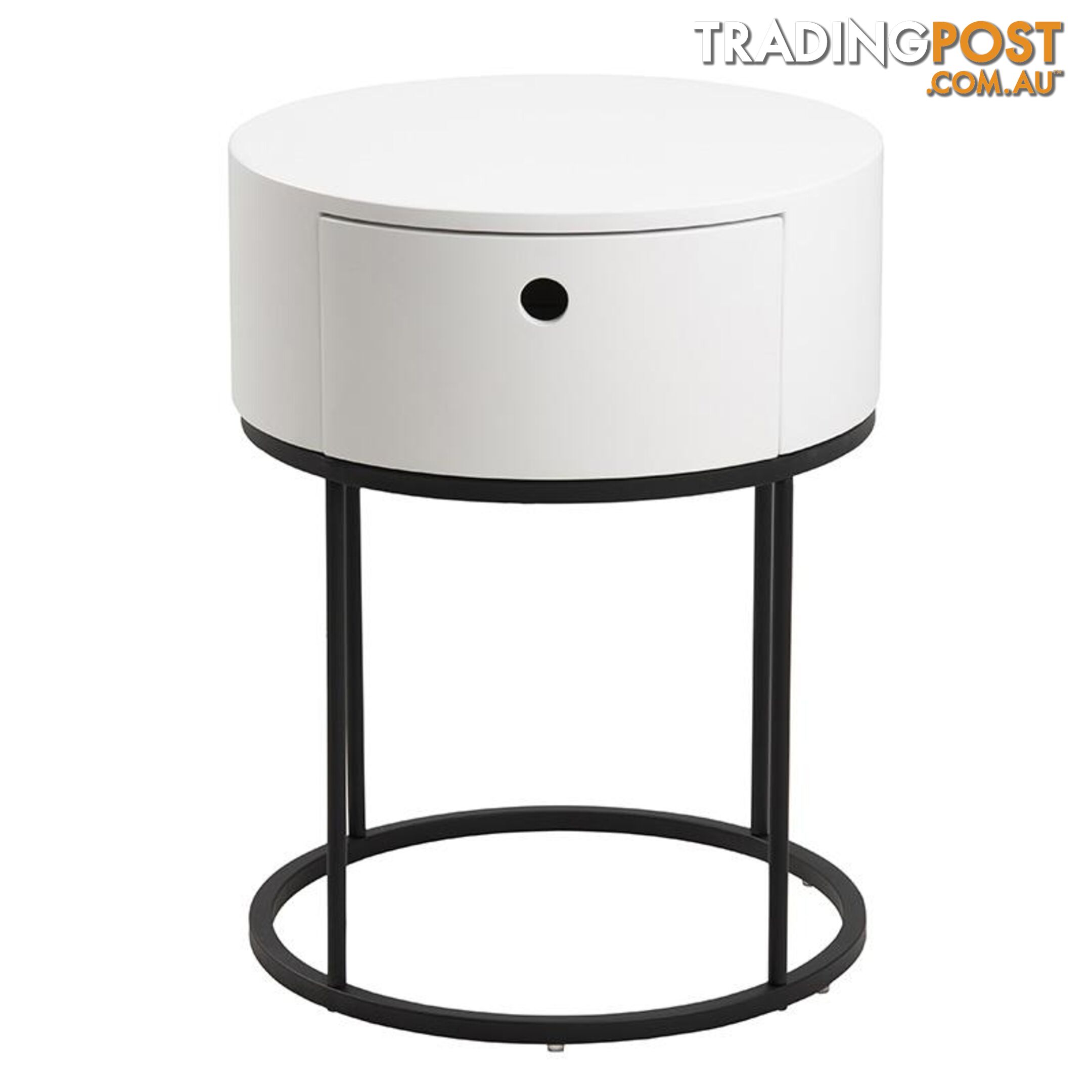 POLON Bedside Table 40cm - White & Black - AC-0000087871 - 5713941133892