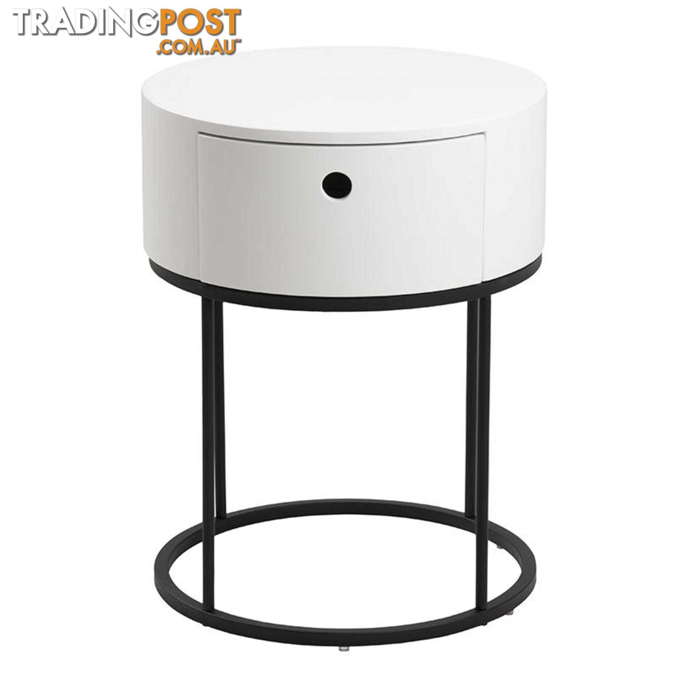 POLON Bedside Table 40cm - White & Black - AC-0000087871 - 5713941133892