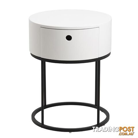 POLON Bedside Table 40cm - White & Black - AC-0000087871 - 5713941133892