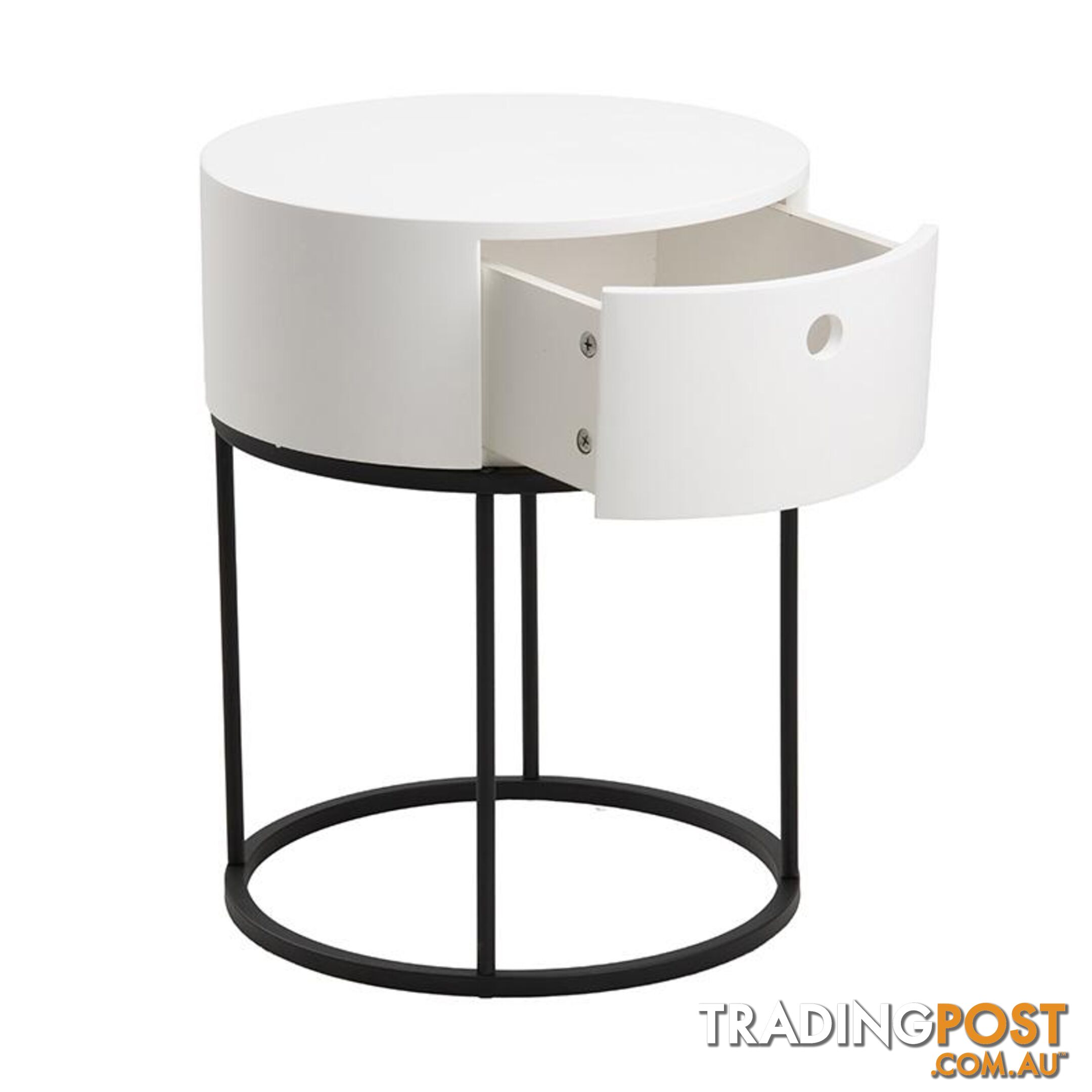 POLON Bedside Table 40cm - White & Black - AC-0000087871 - 5713941133892