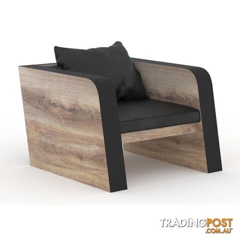 FRANCO Single Seater Sofa - Warm Oak & Black - WF-N2821-1 - 9334719003993