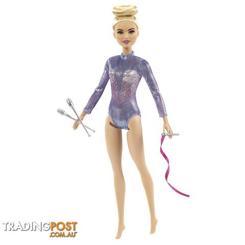 Barbie Rhythmic Gymnast Blonde Doll (12-in/30-cm) Leotard & Accessories - Magtn65 - 887961918755