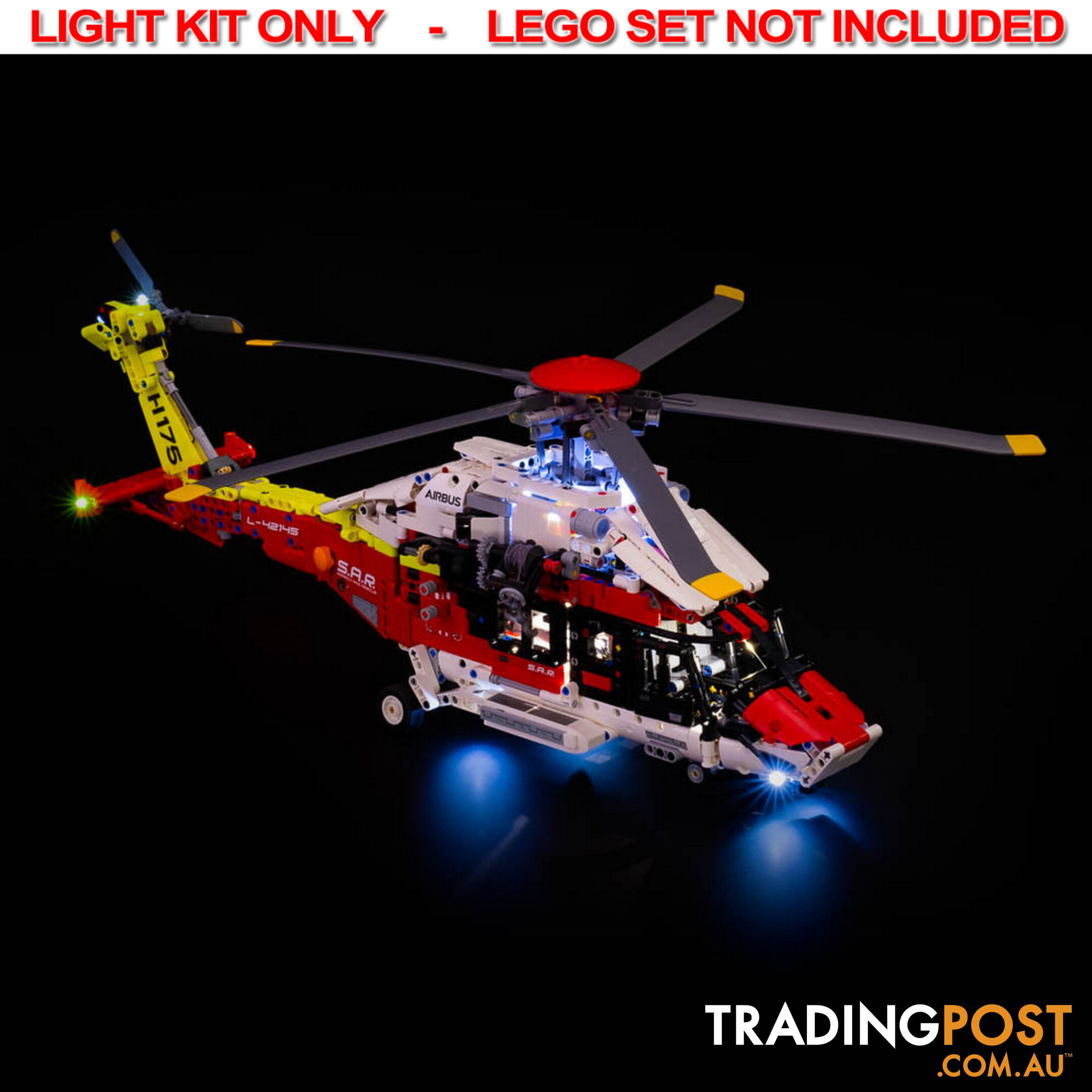 LIGHT KIT for LEGO Airbus H175 Rescue Helicopter 42145 - Light My Bricks - 754523893655