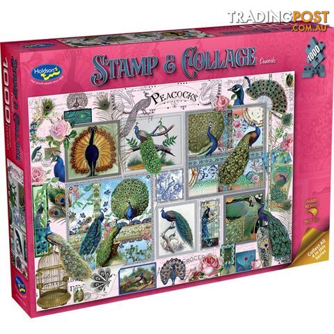 Holdson - Peacocks - Stamp & Collage Jigsaw Puzzle 1000 Pieces - Jdhol774616 - 9414131774616
