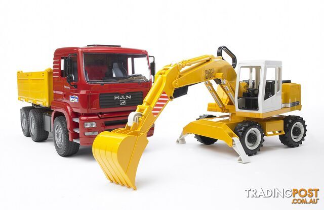 Bruder Man Tga Construction Truck With Liebherr Excavator - Bruder Construction 02751 - 4001702027513