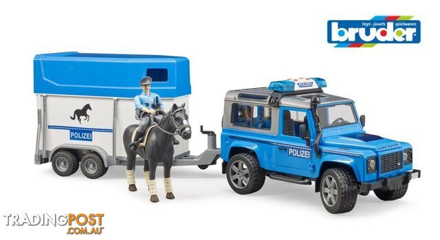Bruder 1:16 Landrover Defender Police Vehicle With Horse Trailer Zi24002588 - 4001702025885