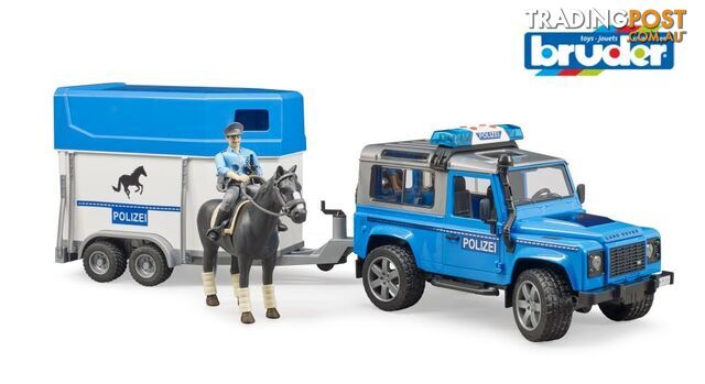 Bruder 1:16 Landrover Defender Police Vehicle With Horse Trailer Zi24002588 - 4001702025885