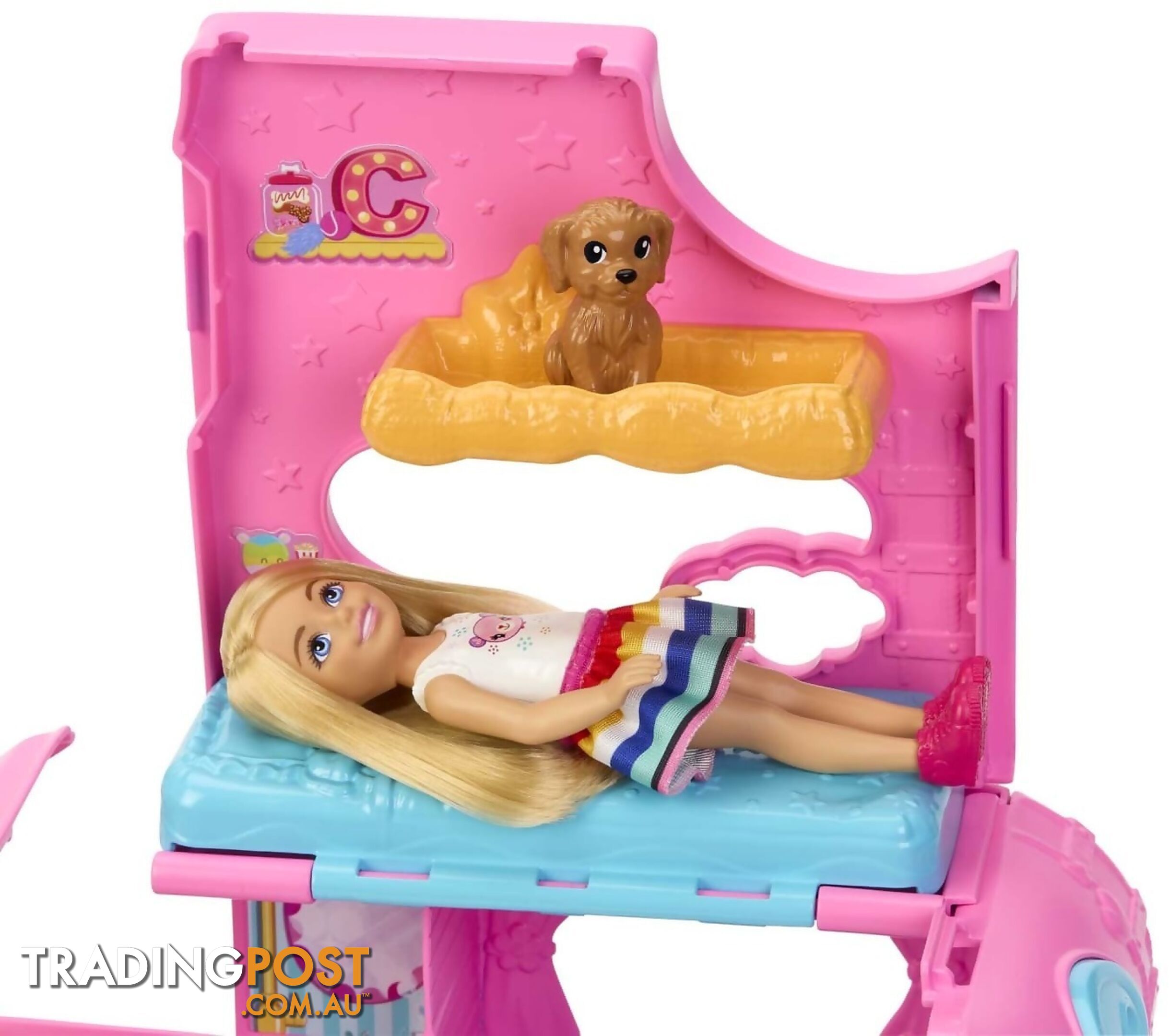 Barbie - Chelsea 2-in-1 Camper Playset With Chelsea Small Doll 2 Pets & 15 Accessories - Mattel - Mahnh90 - 194735141418