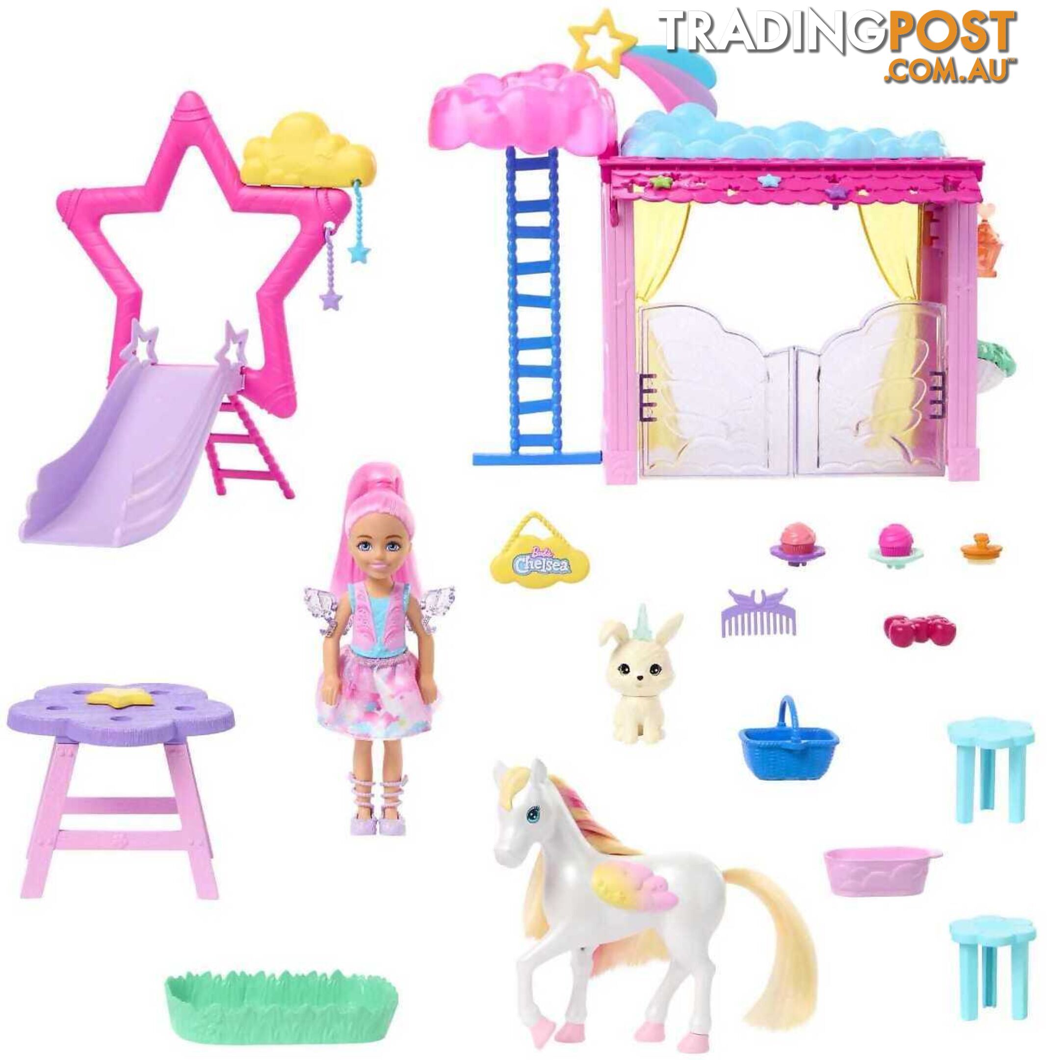 Barbie - A Touch Of Magic Chelsea Doll Playset With Baby Pegasus Winged Horse Toys - Mattel - Mahnt67 - 194735149384