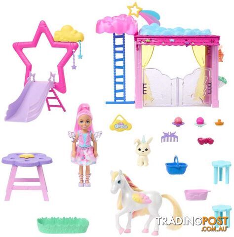 Barbie - A Touch Of Magic Chelsea Doll Playset With Baby Pegasus Winged Horse Toys - Mattel - Mahnt67 - 194735149384