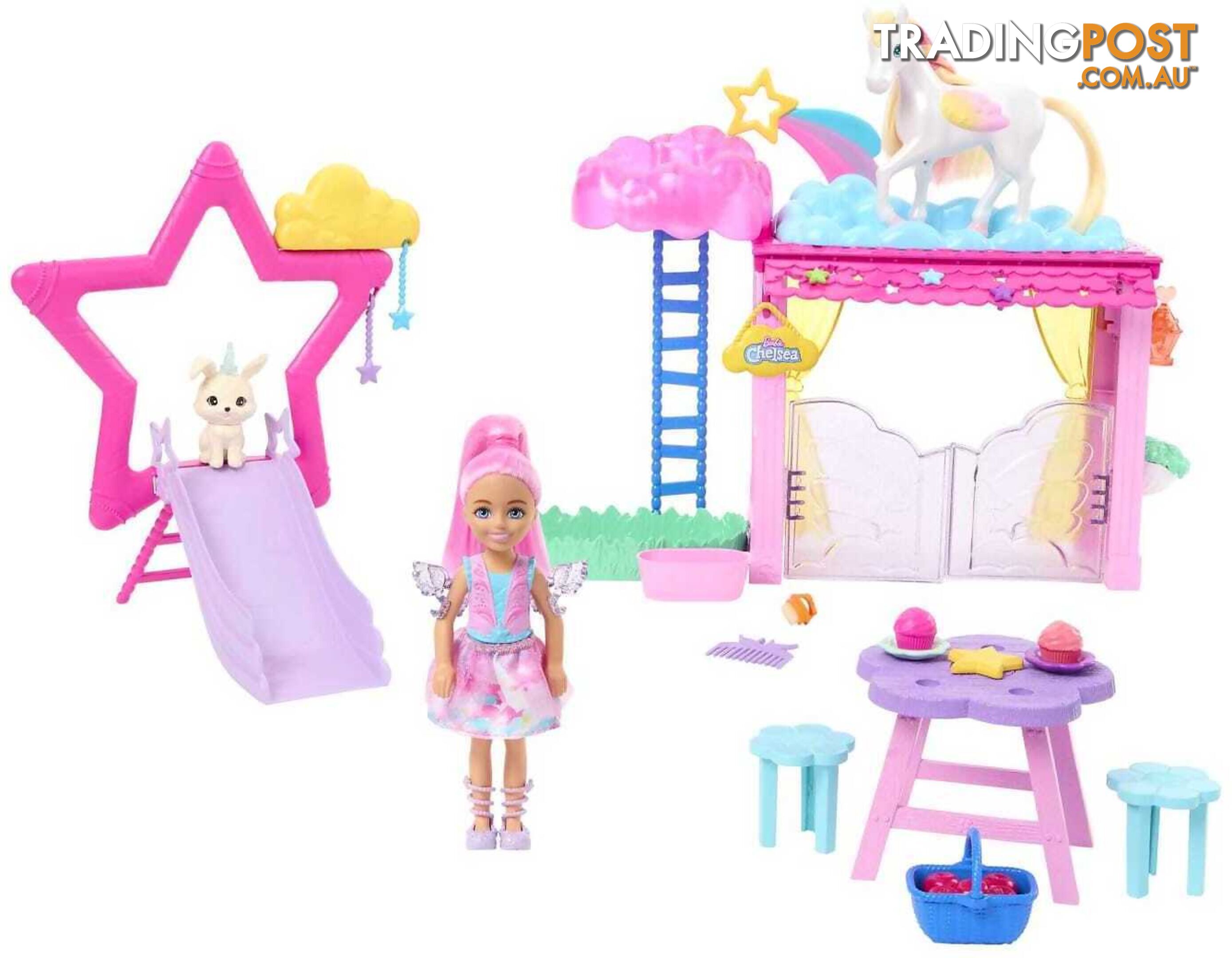 Barbie - A Touch Of Magic Chelsea Doll Playset With Baby Pegasus Winged Horse Toys - Mattel - Mahnt67 - 194735149384