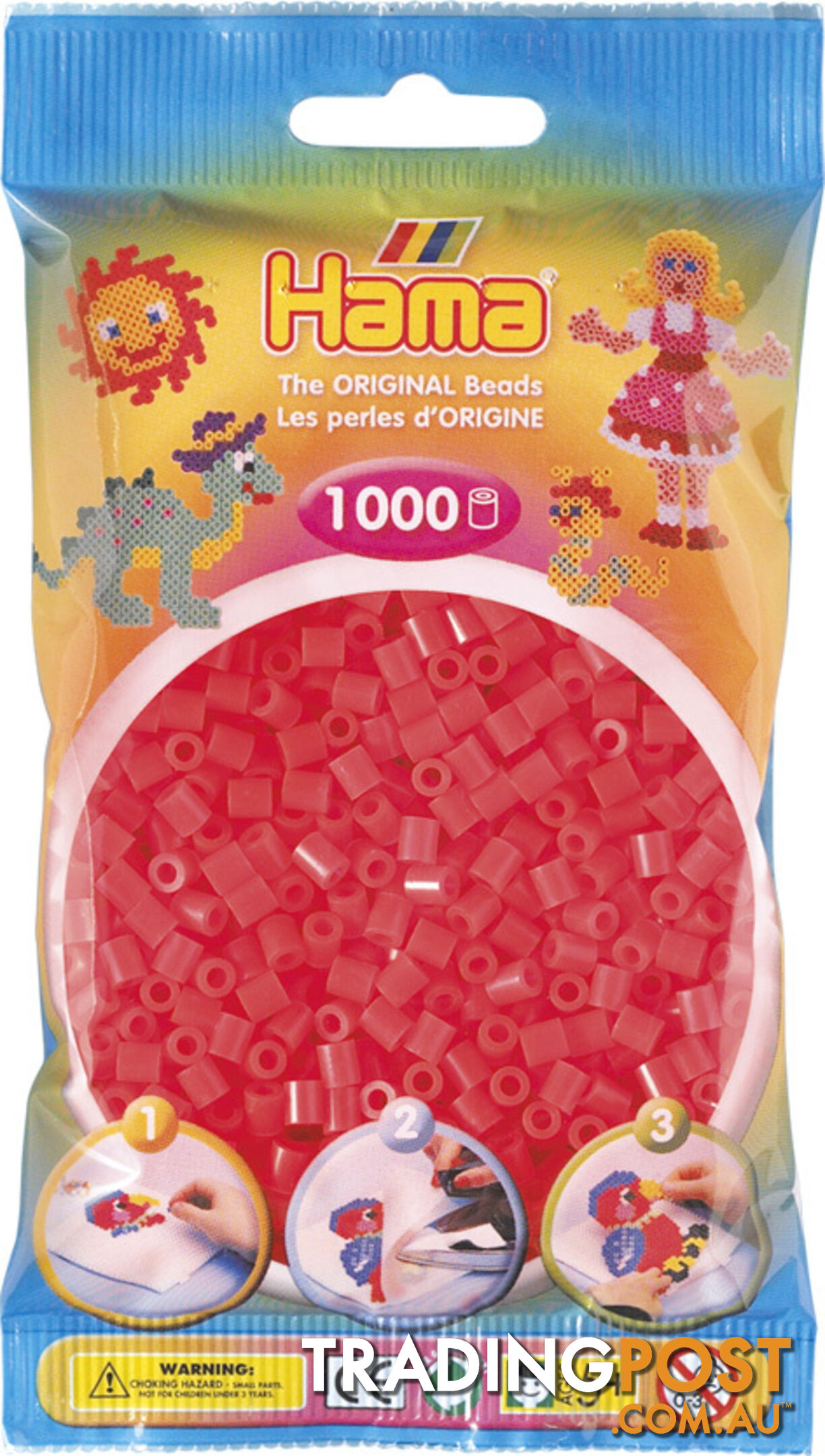 Hama - Beads 1000 Pieces Bag Neon Red - Gdhama - 20735 - 028178207359