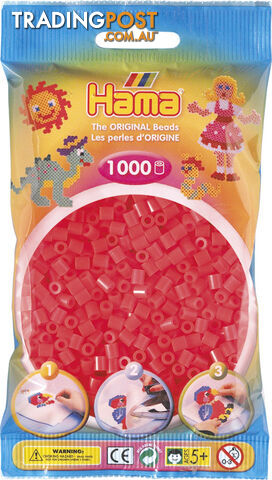 Hama - Beads 1000 Pieces Bag Neon Red - Gdhama - 20735 - 028178207359