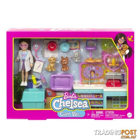 Barbie Doll Chelsea Pet Vet Playset With Doll 4 Animals And 18 Pieces - Mahgt12 - 194735056972