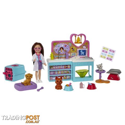 Barbie Doll Chelsea Pet Vet Playset With Doll 4 Animals And 18 Pieces - Mahgt12 - 194735056972