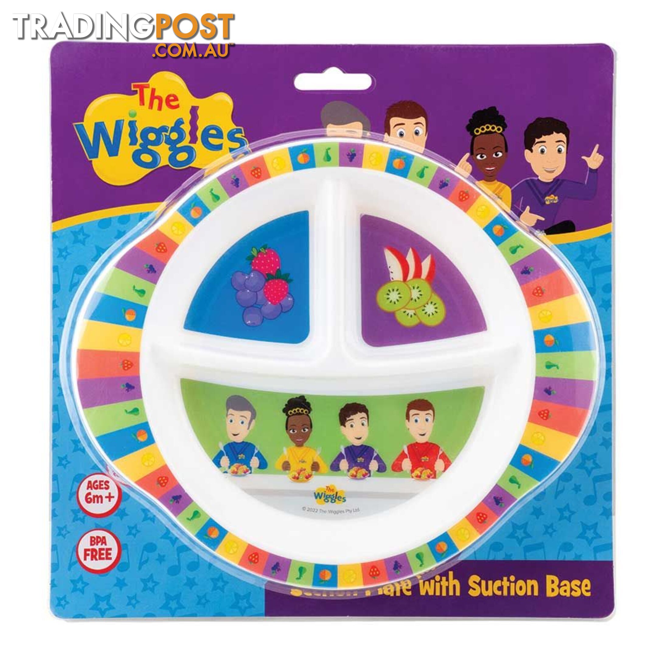 The Wiggles - We're All Fruit Salad Section Plate with Suction Base- Jswig6080 - 9319057060808