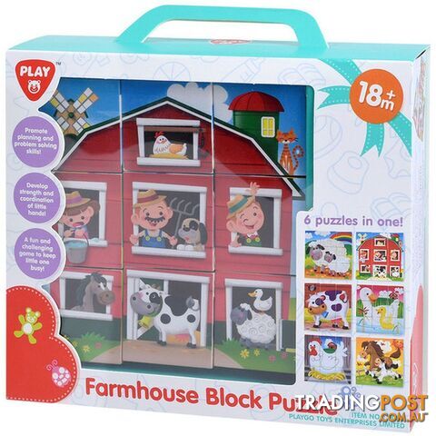 Farmhouse Block Puzzle  Playgo Toys Ent. Ltd Art62821 - 4892401090300