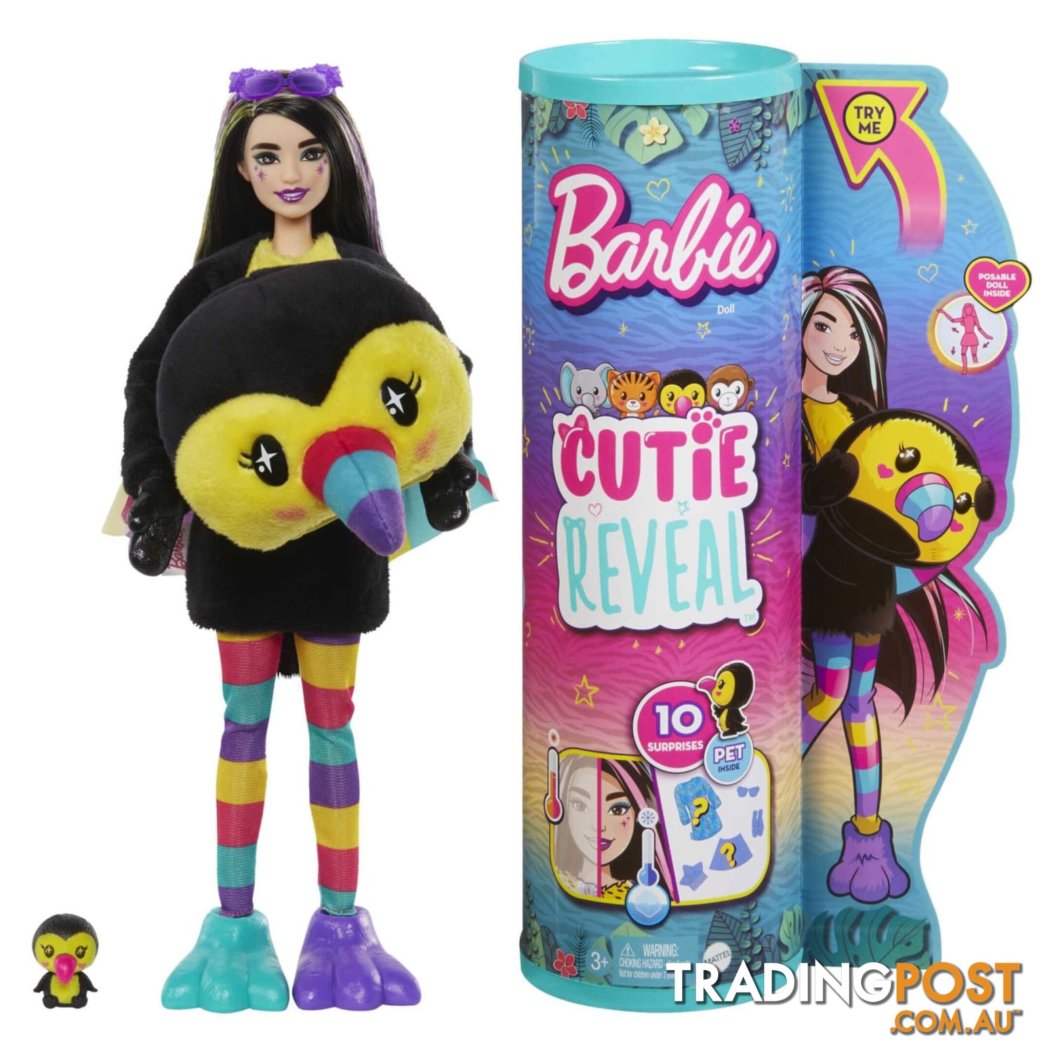 Barbie Cutie Reveal Doll And Accessories Jungle Series Toucan-themed Small Doll Set - Mahkr00 - 194735106967