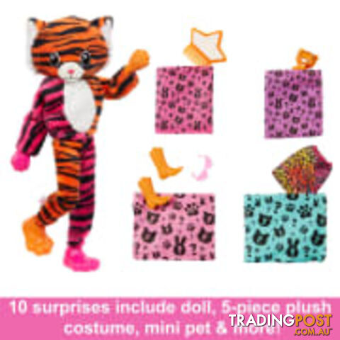 Barbie Cutie Reveal Chelsea Doll And Accessories Jungle Series Tiger-themed Small Doll Set - Mahkp99 - 194735106561