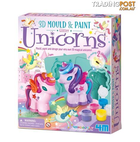 4m - Mould & Paint - 3D Glitter Unicorns - Johnco - Jpc4770 - 4893156047700