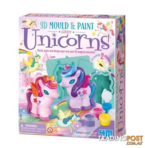 4m - Mould & Paint - 3D Glitter Unicorns - Johnco - Jpc4770 - 4893156047700