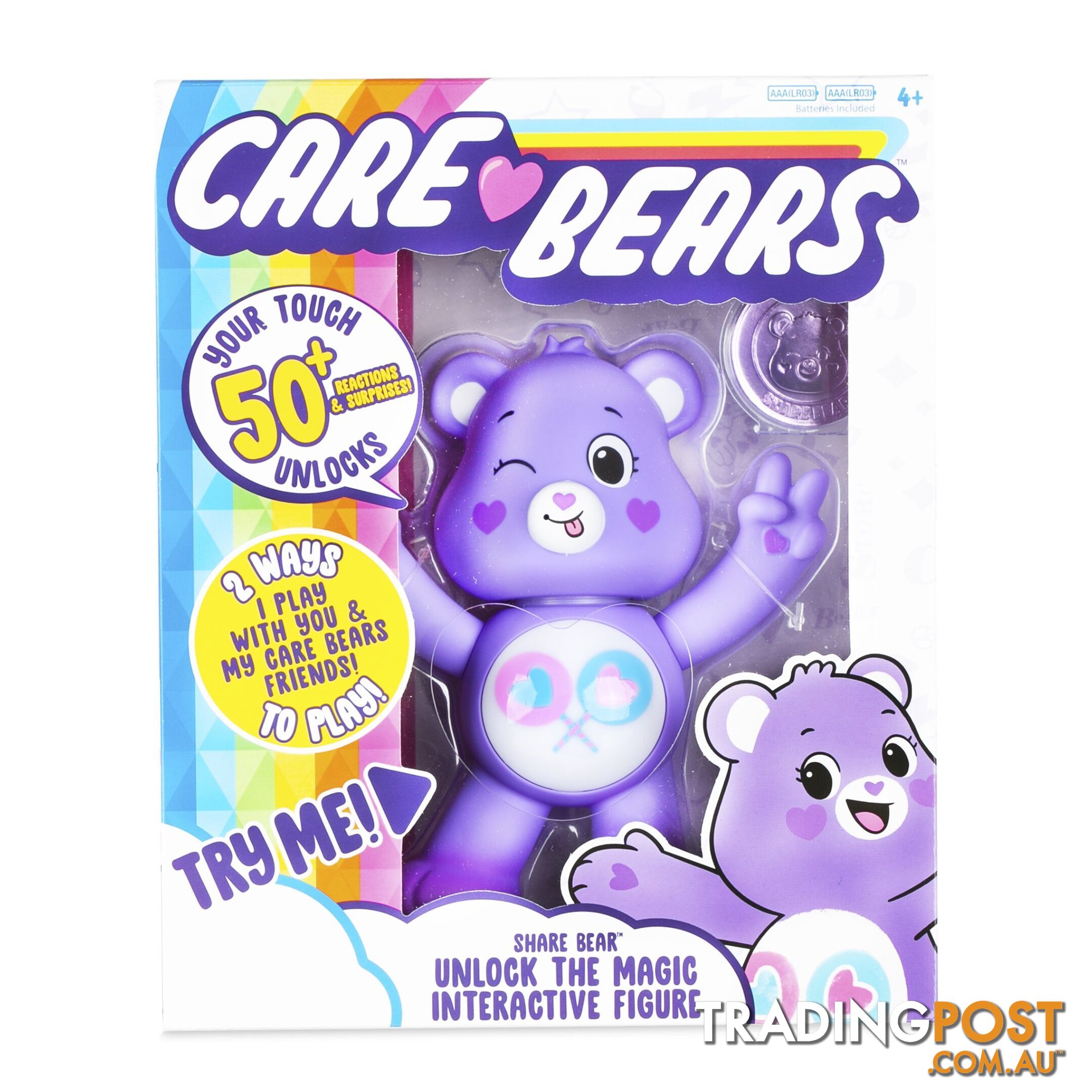 Care Bears - 5 Inch Interactive Figure - Share Bear - 50+ Reactions & Surprises! - Ages 4+ - Pr57781 - 885561220520