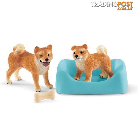 Schleich - Shiba Inu Mother And Puppy  Farm World Animal Figurine Sc42479 - 4055744029851