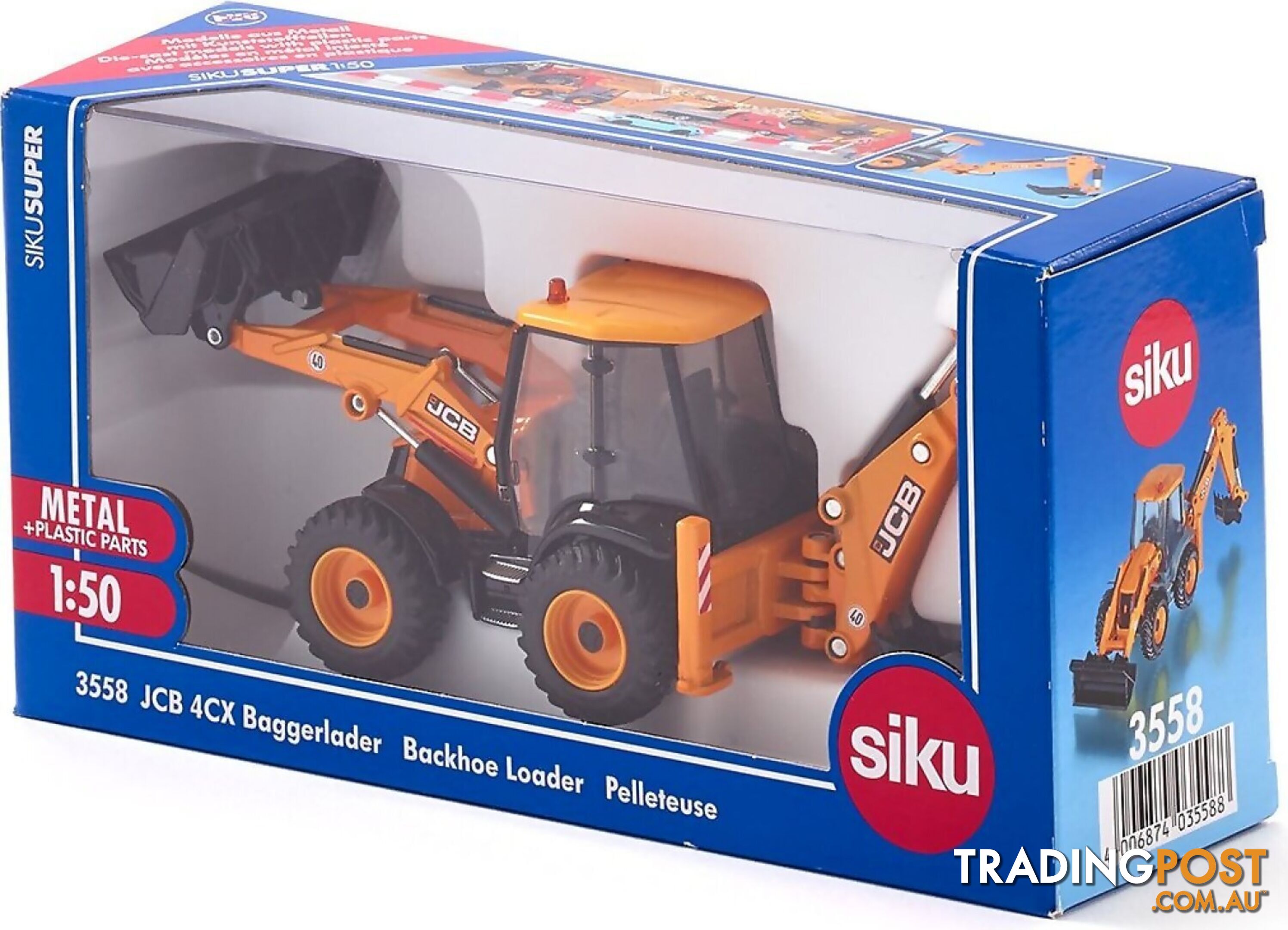 Siku - Jcb 4cx Backhoe Loader 1:50 - Mdsi3558 - 4006874035588